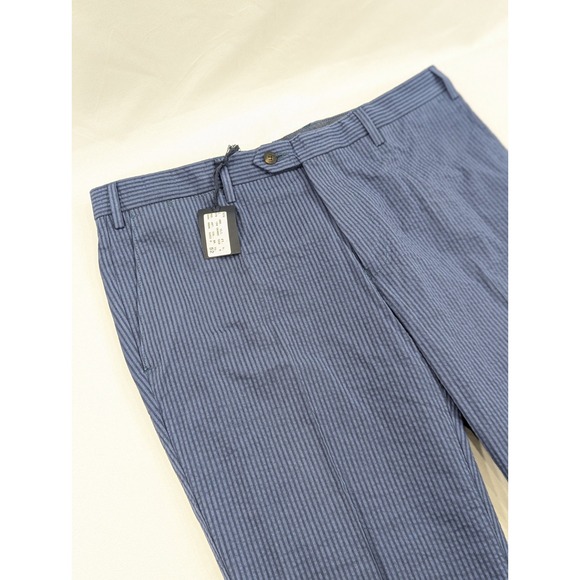 NWT Steven Giles 34x35 100% Cotton Seersucker Casual Slim Trousers Made In Italy